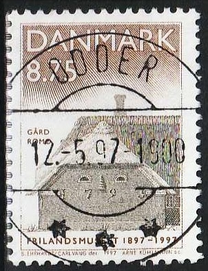 FRIMÆRKER DANMARK | 1997 - AFA 1142 - Frilandsmuseet 100 år - 8,75 Kr. flerfarvet - Lux Stemplet Odder (Pragtmærke)